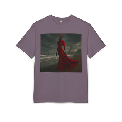 Mystical Red Hooded Tee - Unisex Oversize T-Shirt, Grunge Fashion, Streetwear Style, Gift for Horror Fans, Casual Wear