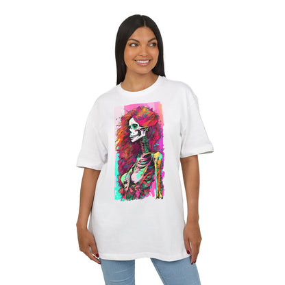 Vibrant Skeleton Art Unisex Heavy Oversize Tee, Halloween Shirt, Statement Tee, Graphic Tee, Casual Wear, Gift