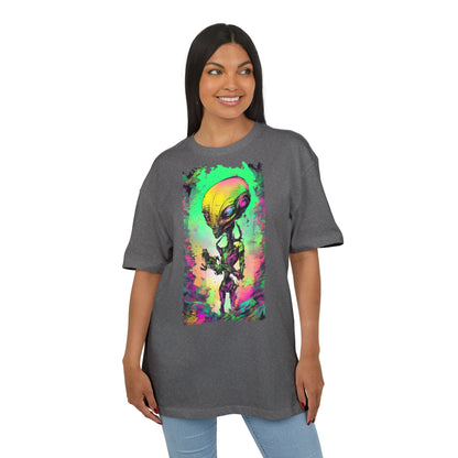 Cosmic Alien Art Tee - Unisex Heavy Oversize Tee, Retro Space Vibe Shirt, Gift for Sci-Fi Lovers, Casual Wear, Unique Graphic T-Shirt
