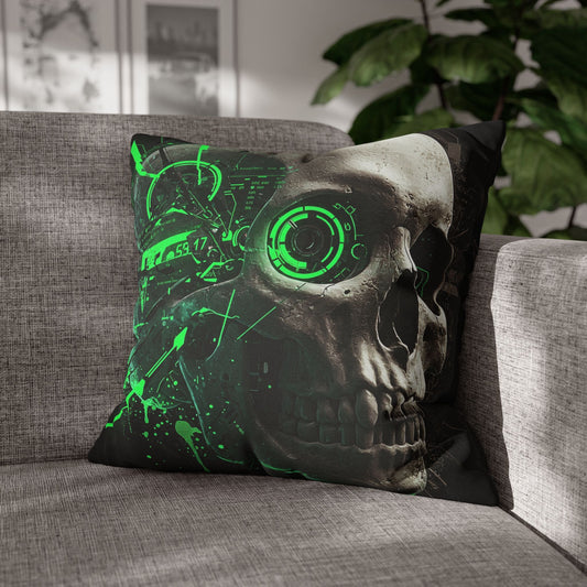 Futuristic Skull Pillowcase - Edgy Home Decor, Gothic Accessories, Cyberpunk Living Room, Halloween Decorations, Unique Gift Idea