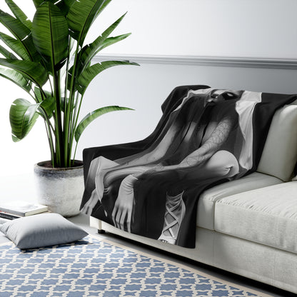 Gothic Sherpa Fleece Blanket - Cozy Horror Decor
