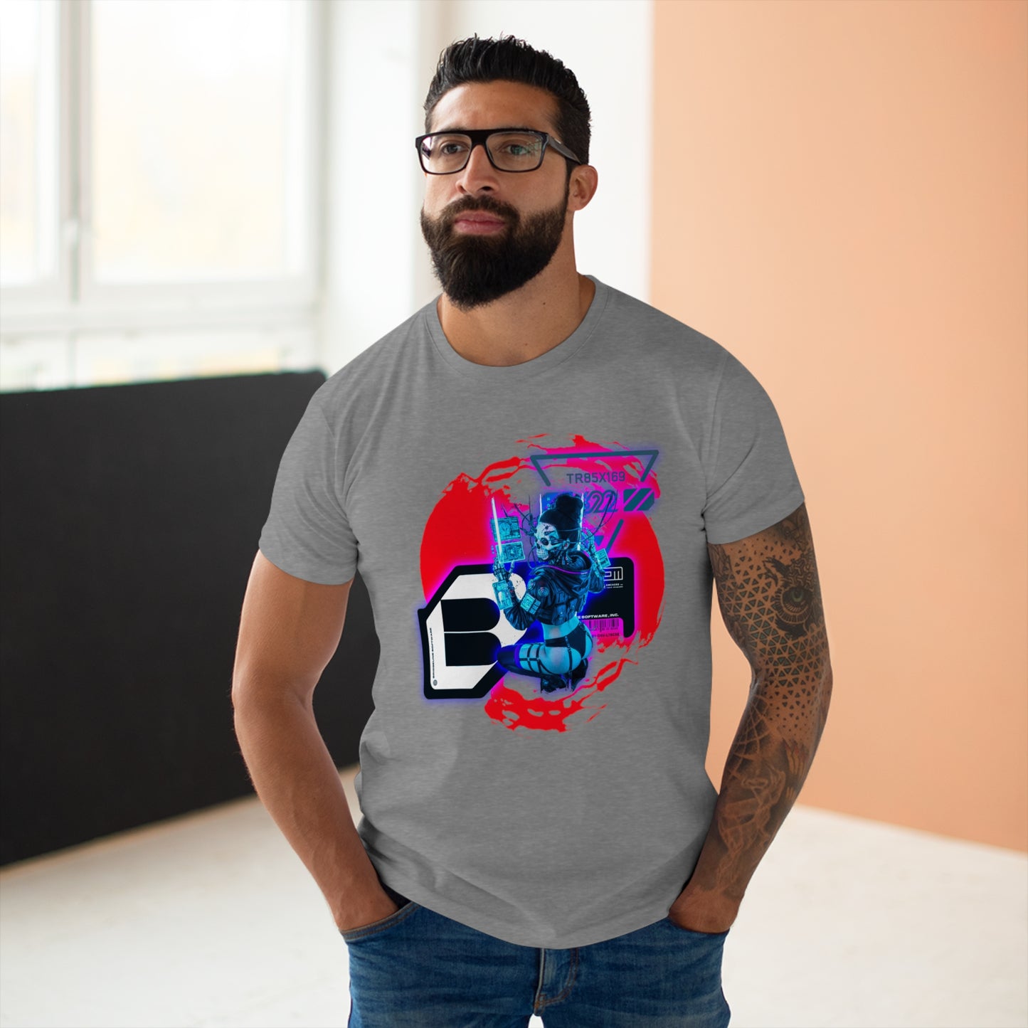 Futuristic Graphic Tee, Urban Outfit, Cyberpunk Style T-shirt, Men's Streetwear, Casual Wear, Gift for Tech Lovers