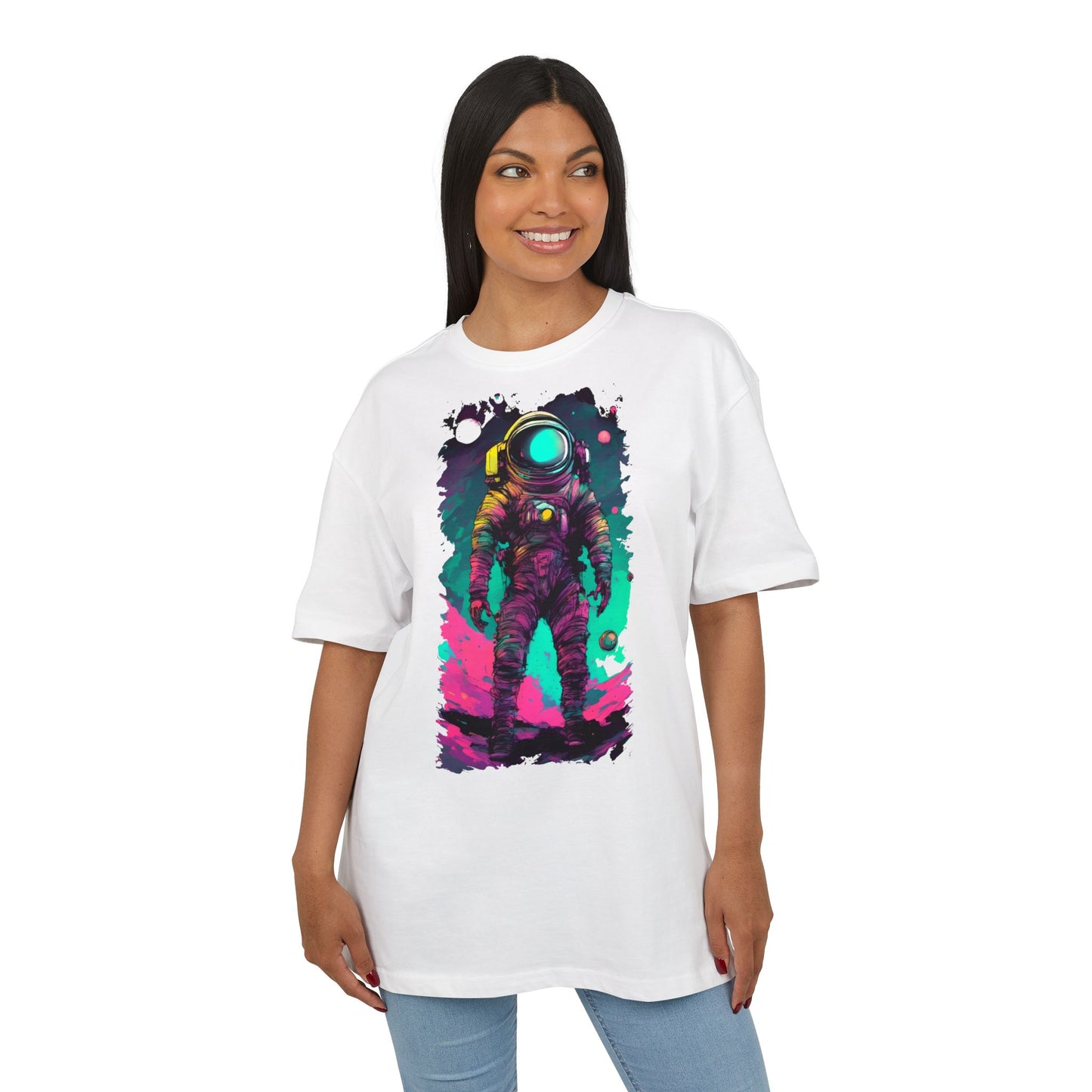Cosmic Astronaut Tee, Unisex Oversize Tee, Space Graphic Shirt, Retro Astronaut T-Shirt, Gift for Space Lovers, Unique Graphic Tee