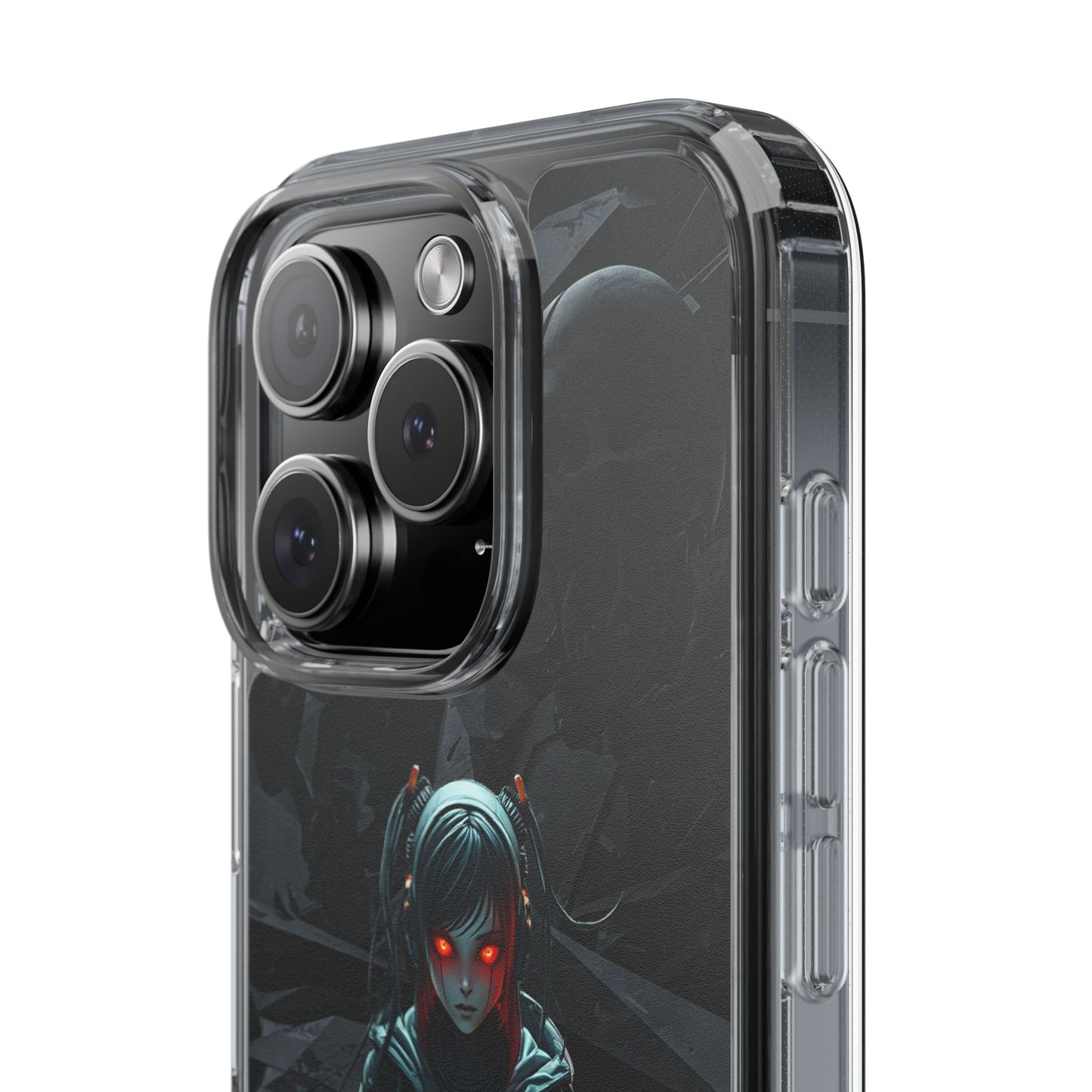 Futuristic Clear Phone Case with Cyberpunk Design - Edgy and Stylish