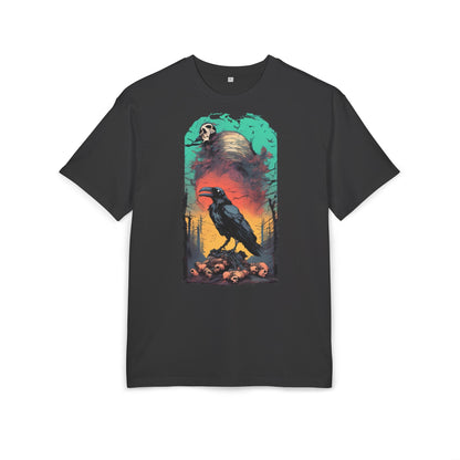 Mystical Raven Oversize Tee: Boho Style, Unisex Graphic T-Shirt for Nature Lovers, Festival Wear, Halloween, Gift Ideas