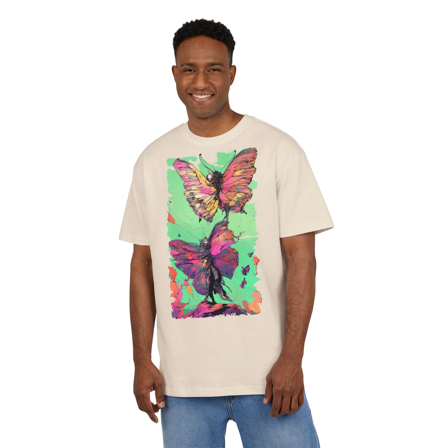 Colorful Butterfly Oversized Tee | Boho Style Tee, Spring Fashion, Nature Lover Gift, Festival Wear, Unique Graphic Shirt