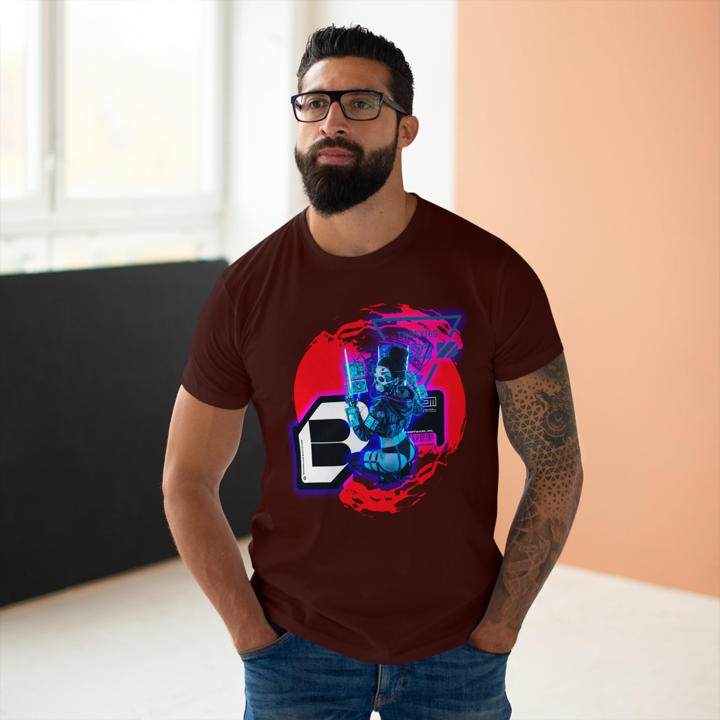 Futuristic Graphic Tee, Urban Outfit, Cyberpunk Style T-shirt, Men's Streetwear, Casual Wear, Gift for Tech Lovers
