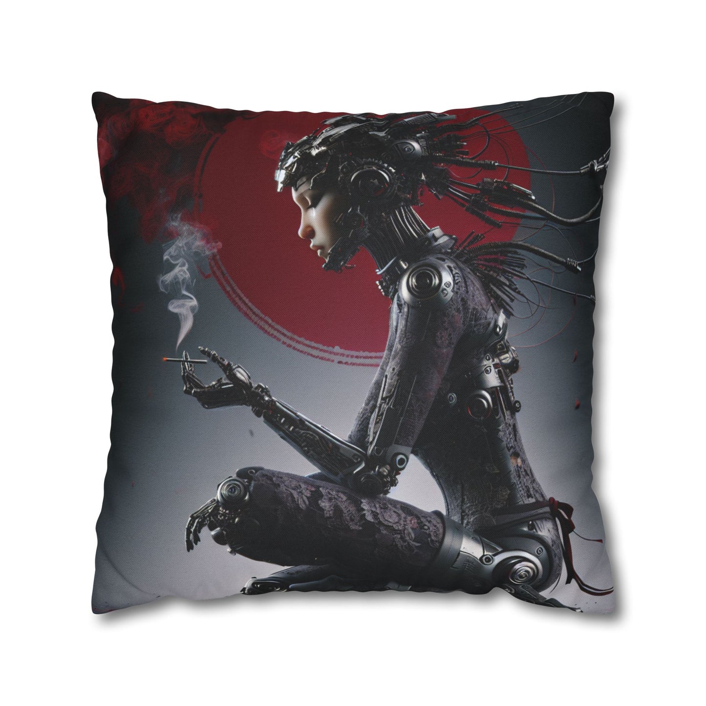 Futuristic Robot Love Pillowcase, Cyberpunk Decor, Gift for Tech Lovers, Modern Home Accent, Unique Housewarming Present
