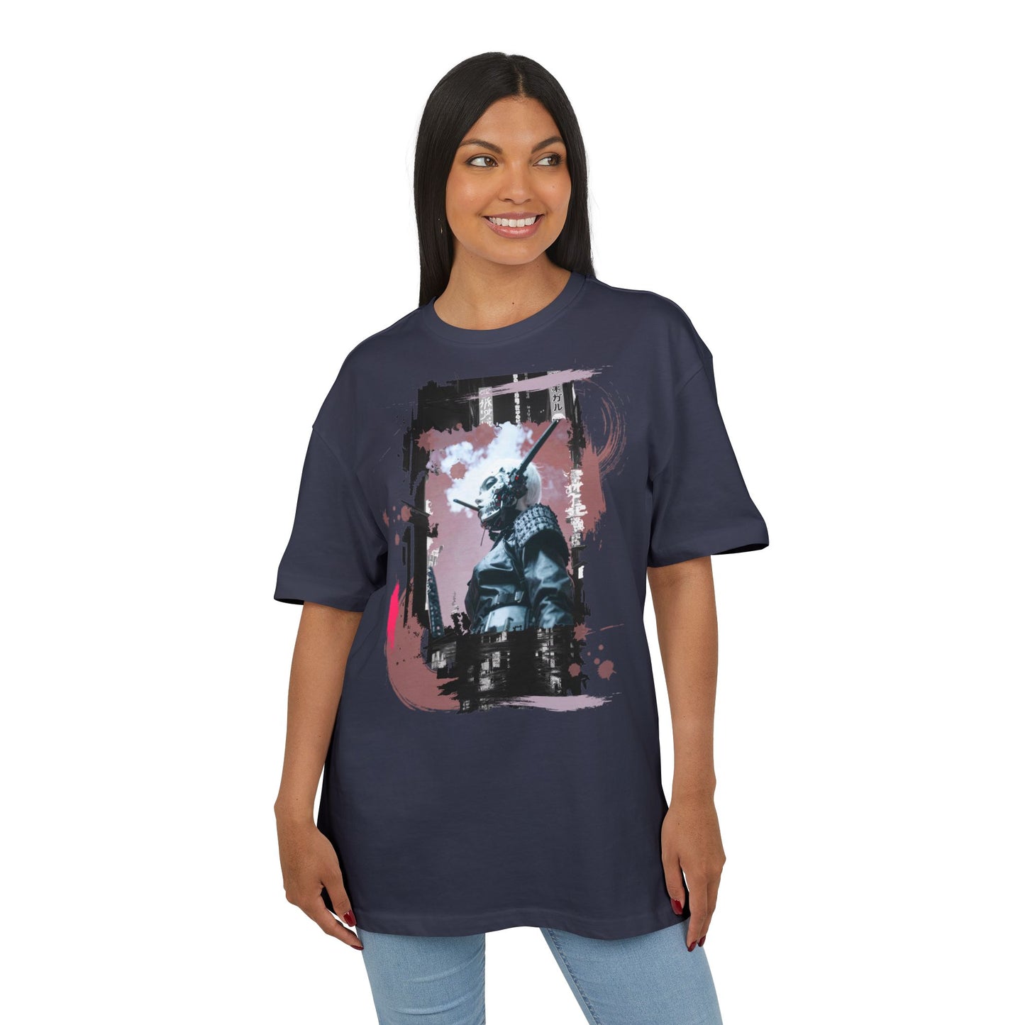 Unisex Heavy Oversize Tee featuring Samurai Art, Streetwear Graphic Tee, Gift for Him/Her, Casual Wear, Anime Inspired Fashion