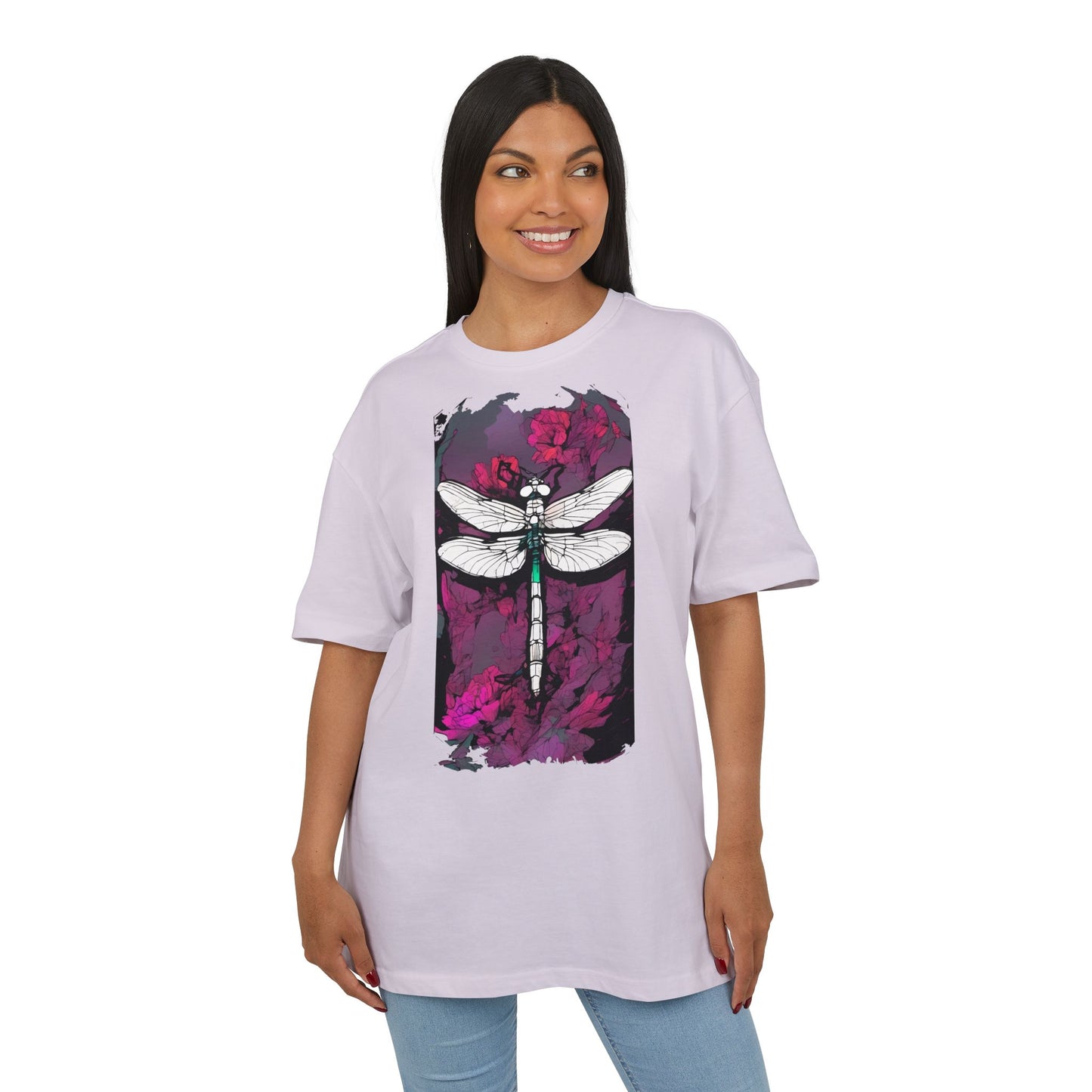 Dragonfly Art Unisex Heavy Oversize Tee, Nature Lover Shirt, Gift for Her, Artistic Tee, Summer Fashion, Relaxed Fit Clothing