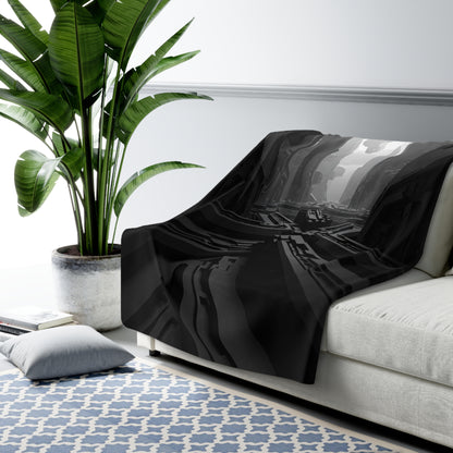 Futuristic Sherpa Fleece Blanket - Cozy Throw for Sci-Fi Lovers