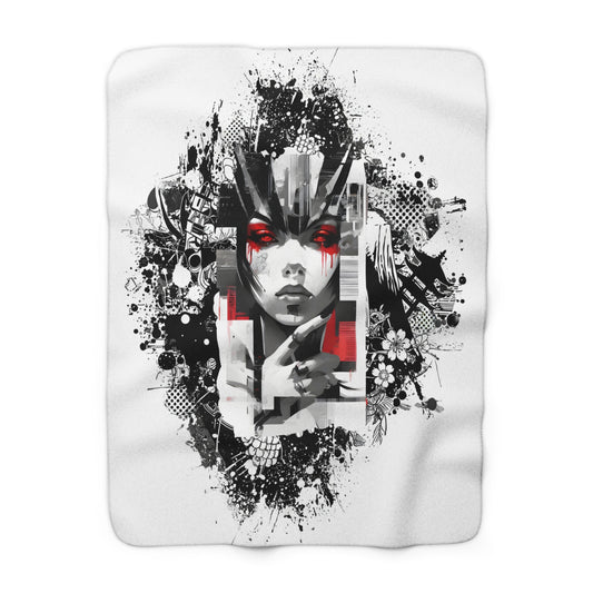 Cozy Sherpa Fleece Blanket - Artistic Modern Design for Comfort & Style