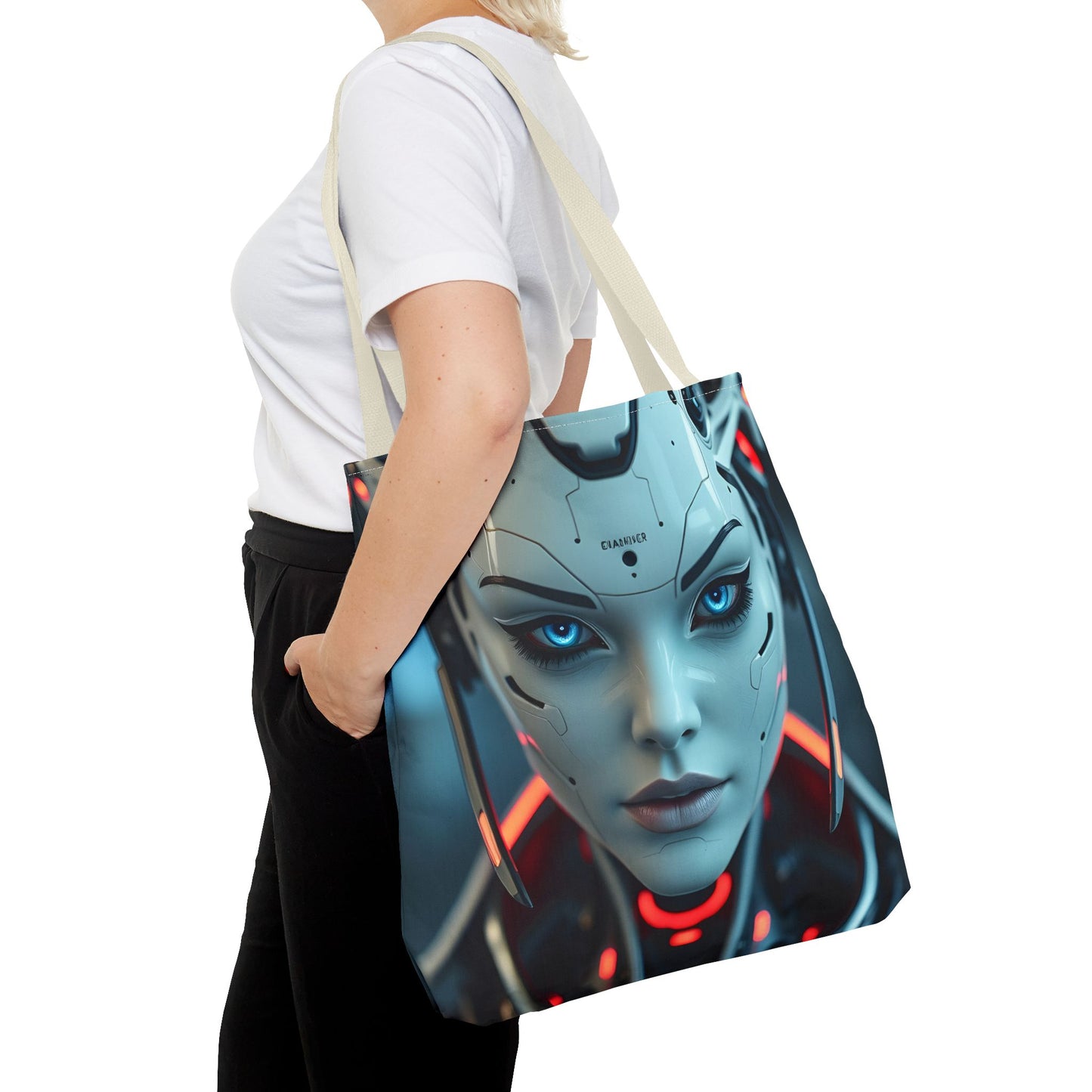 Futuristic Robot Tote Bag | Cyberpunk Style, Eco-Friendly Carryall, Gift for Tech Lovers, Computer Bag, Fashion Statement