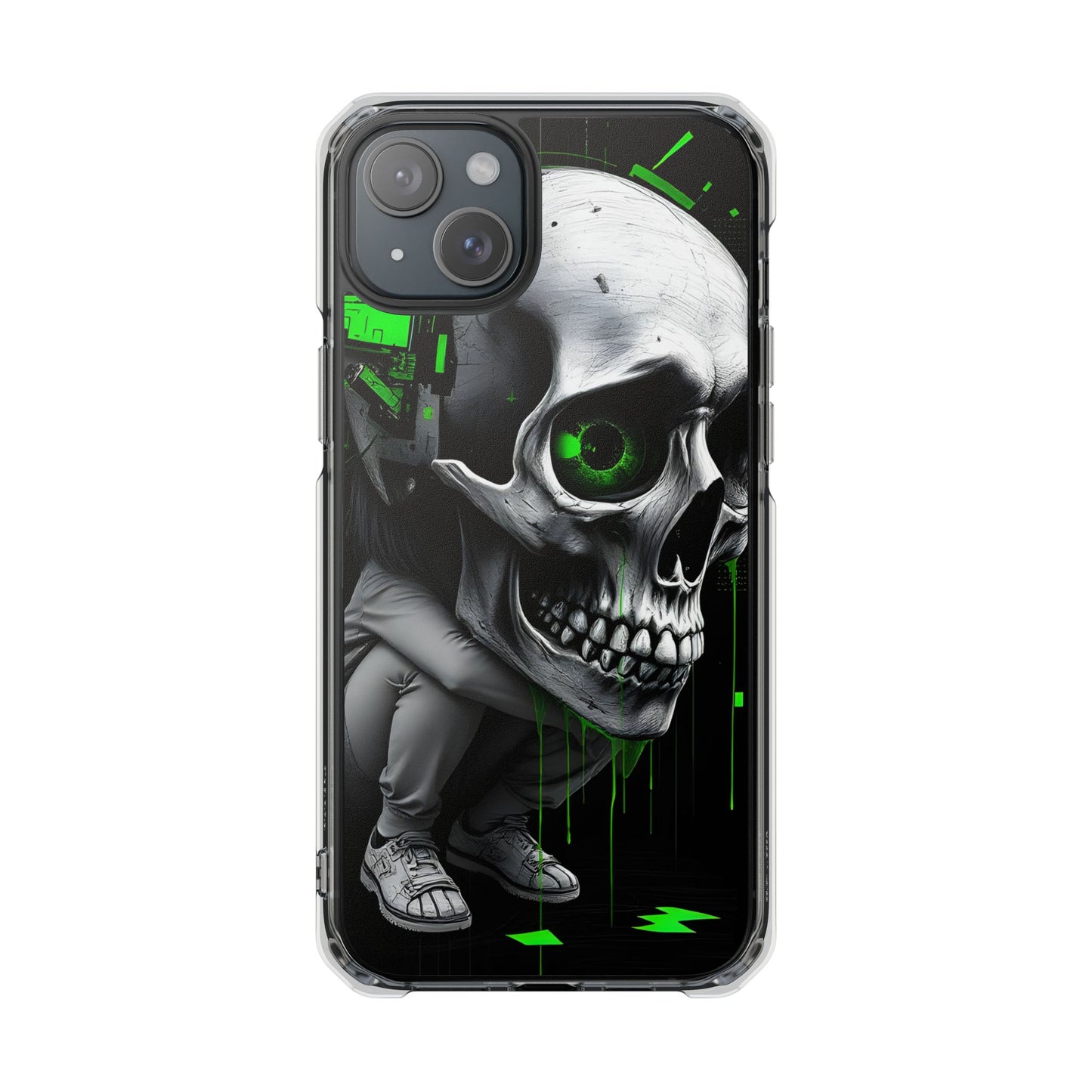 Edgy Skull Phone Case - Magnetic Clear Impact Cases, Unique Phone Cover, Goth Accessory, Halloween Gift, Stylish Tech Protection