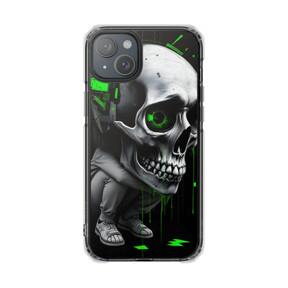 Edgy Skull Phone Case - Magnetic Clear Impact Cases, Unique Phone Cover, Goth Accessory, Halloween Gift, Stylish Tech Protection