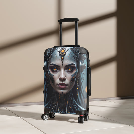 Futuristic Travel Suitcase - Unique Luggage, Stylish Carry-On, Personal Suitcase, Boho Vacation Bag, Robot Design