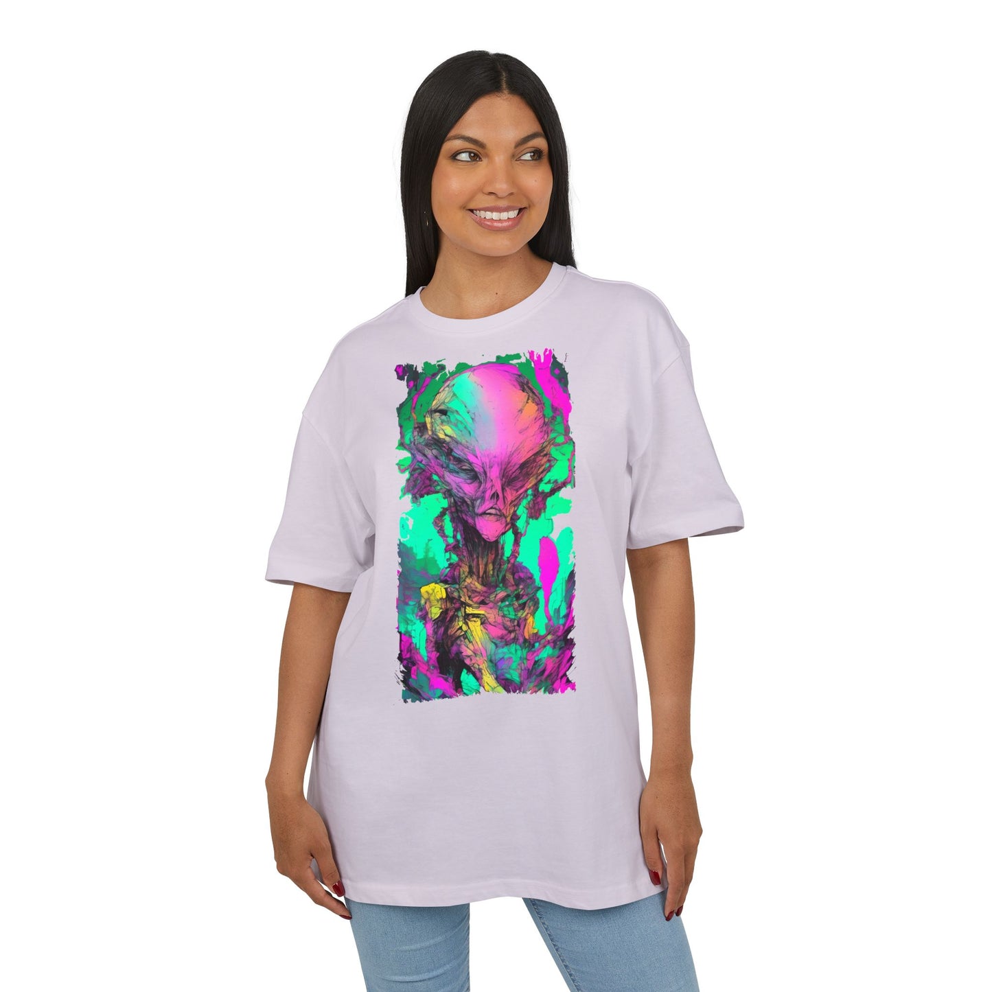 Alien Art Unisex Oversize Tee, Graphic Tee, Casual Style, Streetwear, Unique Gift, Statement Piece