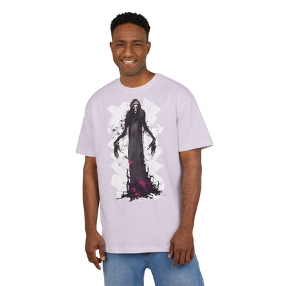 Eerie Spirit Unisex Heavy Oversize Tee, Halloween Costume T-Shirt, Casual Graphic Shirt, Gothic Tee, Spooky Art Apparel