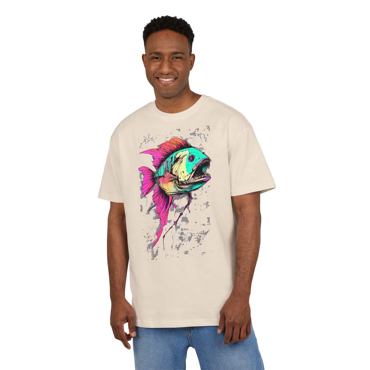 Vibrant Fish Graphic Tee for Casual Style, Summer Wear, Beach Vibes, Gift for Fishing Enthusiasts, Unique Unisex Heavy Oversize Tee