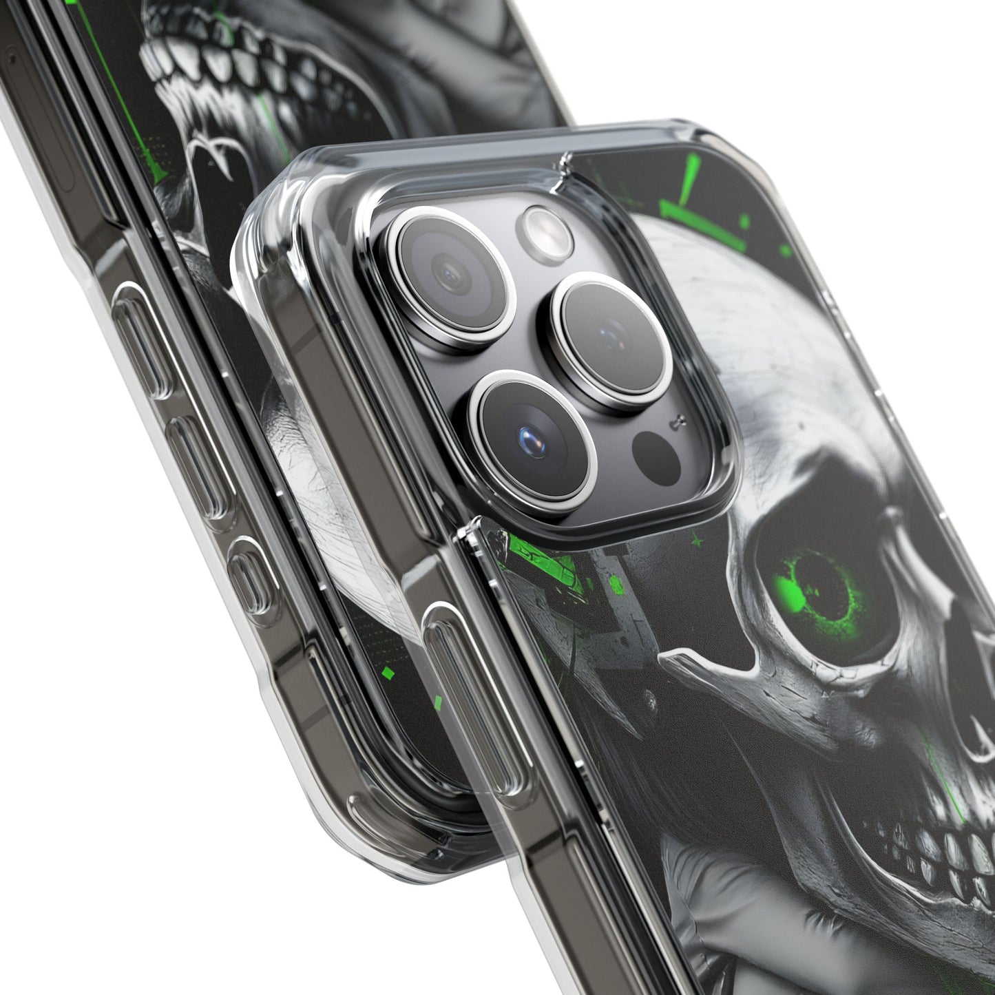 Edgy Skull Phone Case - Magnetic Clear Impact Cases, Unique Phone Cover, Goth Accessory, Halloween Gift, Stylish Tech Protection