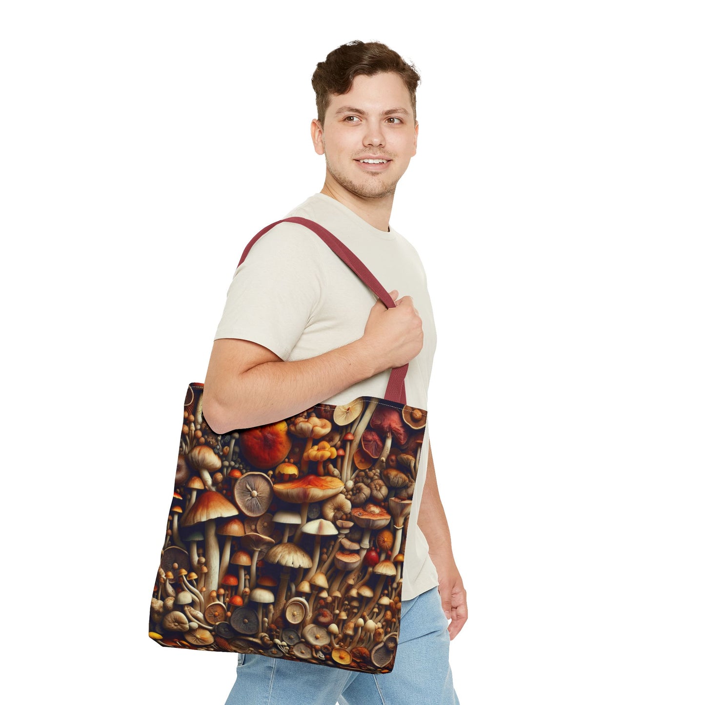 Mushroom Print Tote Bag - Eco-Friendly, Stylish, Nature-Inspired, Perfect for Gifting, Everyday Use, Farmers Market, Bohemian Vibe
