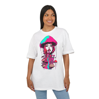 Vibrant Mushroom Art Unisex Heavy Oversize Tee, Funky T-Shirt, Artistic Casual Wear, Gift for Art Lovers, Unique Streetwear