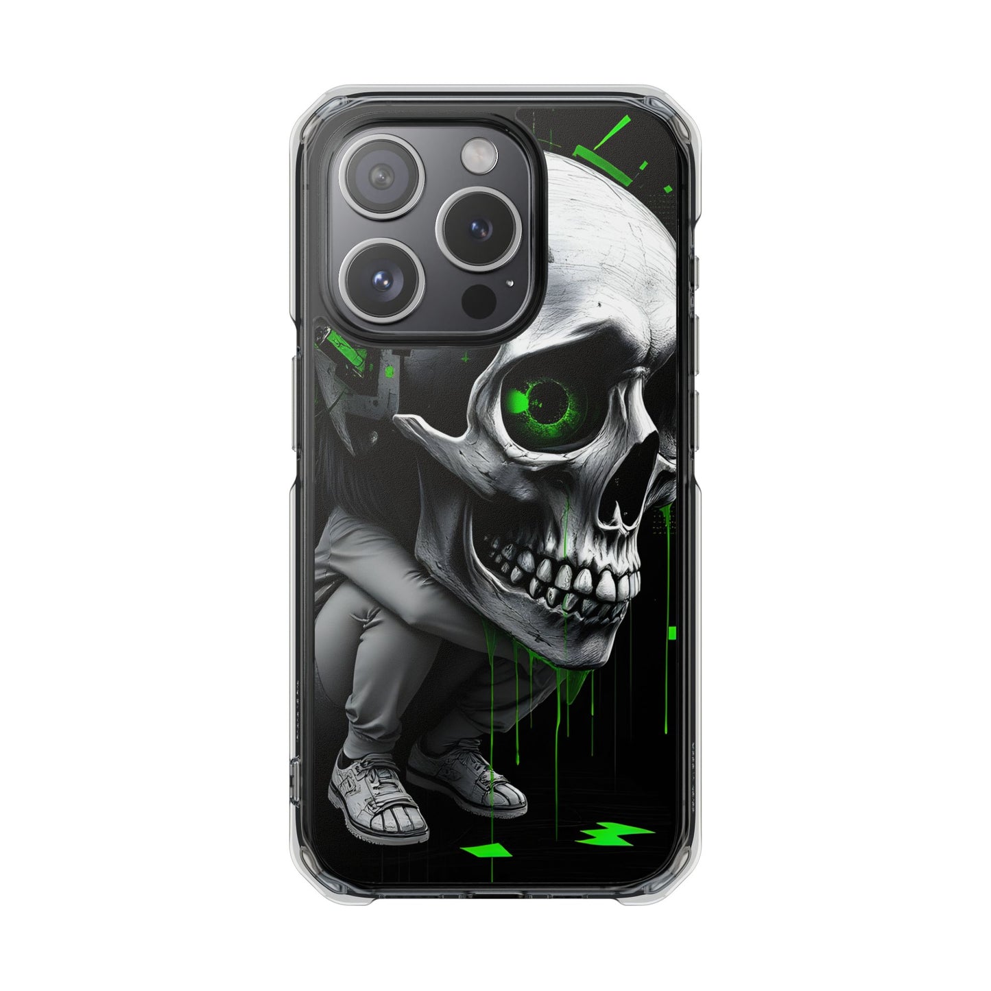Edgy Skull Phone Case - Magnetic Clear Impact Cases, Unique Phone Cover, Goth Accessory, Halloween Gift, Stylish Tech Protection