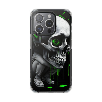 Edgy Skull Phone Case - Magnetic Clear Impact Cases, Unique Phone Cover, Goth Accessory, Halloween Gift, Stylish Tech Protection