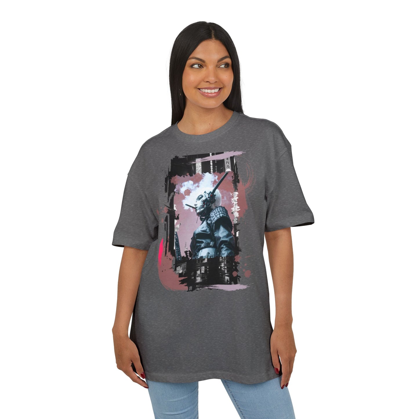 Unisex Heavy Oversize Tee featuring Samurai Art, Streetwear Graphic Tee, Gift for Him/Her, Casual Wear, Anime Inspired Fashion