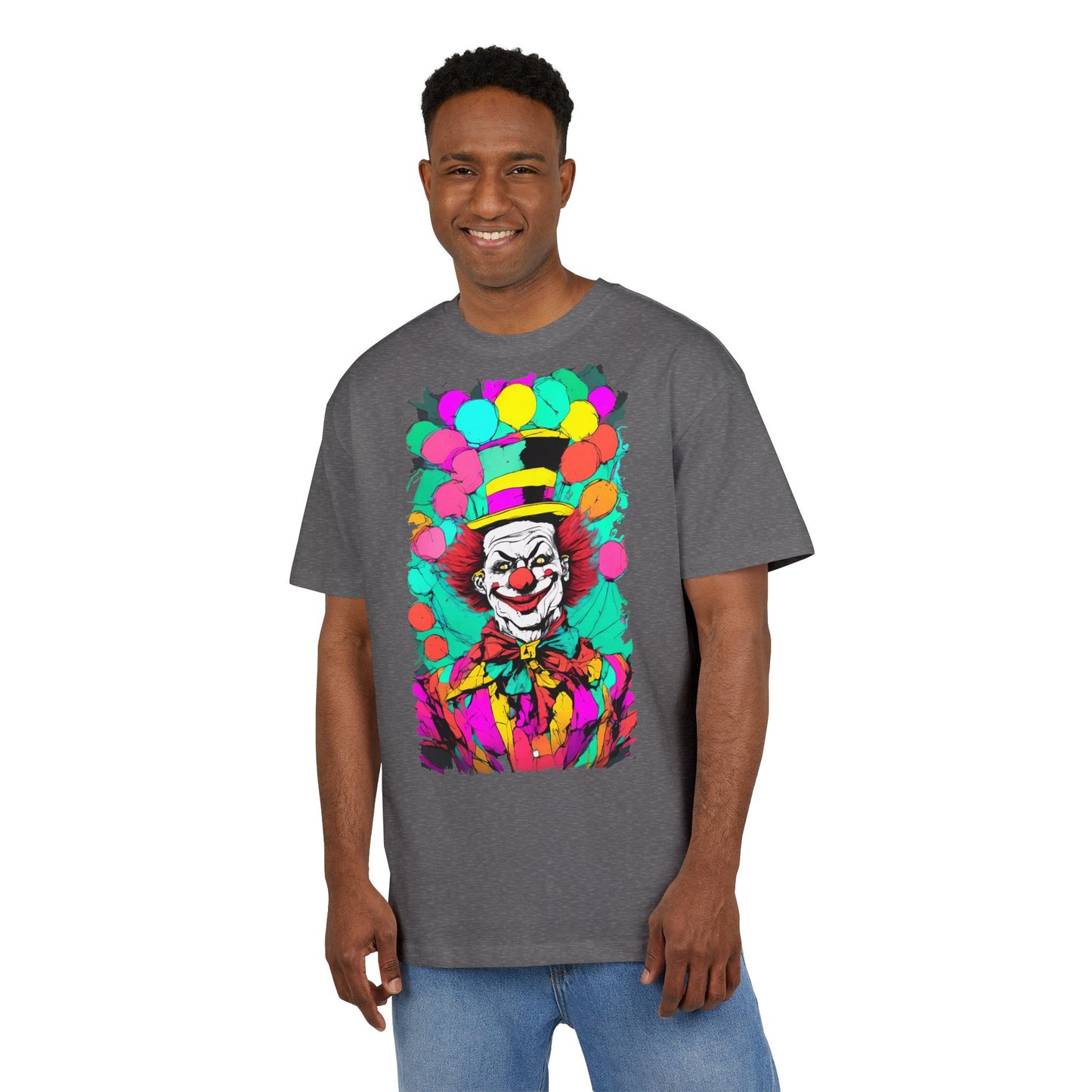 Colorful Clown Graphic Unisex Oversize Tee | Fun Wear, Festival Outfit, Circus Theme, Unique Gift, Statement Shirt
