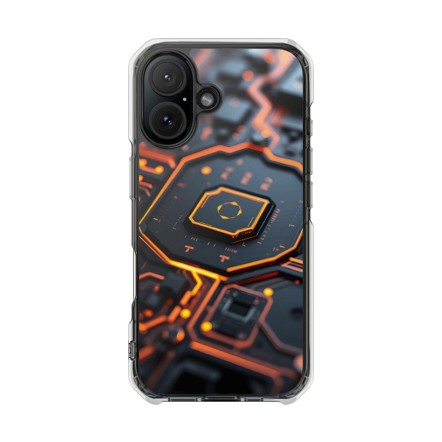 Futuristic Magnetic Phone Case, Clear Impact Case, Stylish Tech Accessory, Gifts for Tech Enthusiasts, Unique Phone Cover