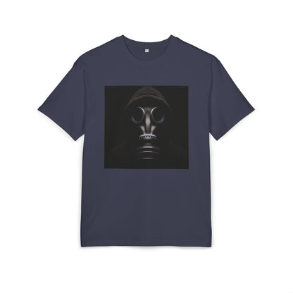 Unisex Heavy Oversize Tee with Bold Gas Mask Design, Streetwear, Artistic Tee, Gift for Trendsetters, Casual Wear, Grunge Fashion