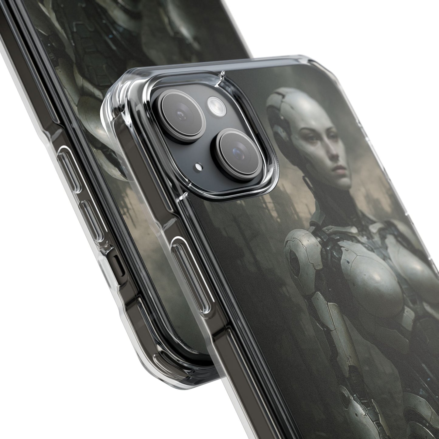 Futuristic Phone Case, Clear Impact Case with Sci-Fi Design, Smartphone Protection, Cyberpunk Aesthetic, Gift for Tech Lovers