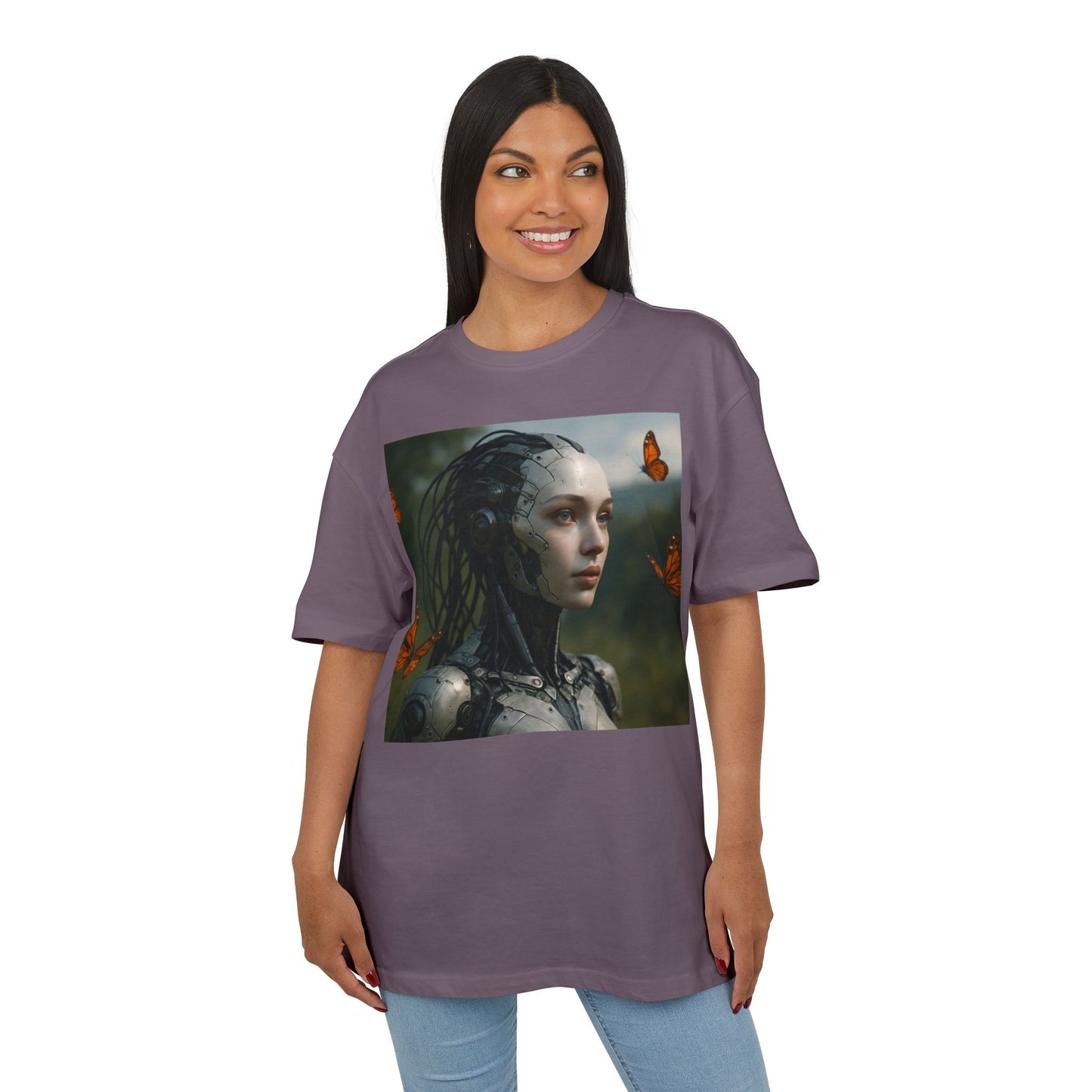 Futuristic Robot Graphic Tee, Oversize T-Shirt, Unisex Relaxed Fit Shirt, Casual Wear, Gift for Tech Lovers