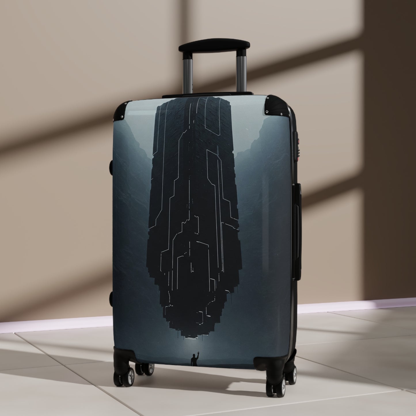 Stylish Travel Suitcase with Dystopian Design - Perfect for Adventurers