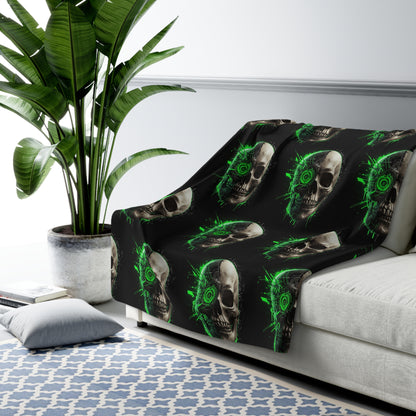Gothic Skull Sherpa Fleece Blanket - Cozy & Edgy Home Decor