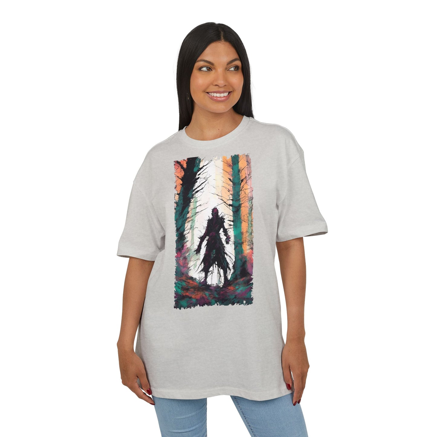 Artistic Oversized Tee - Forest Silhouette Design, Casual Unisex Fashion, Perfect for Nature Lovers, Gift for Friends, Relaxed Everyday Wear