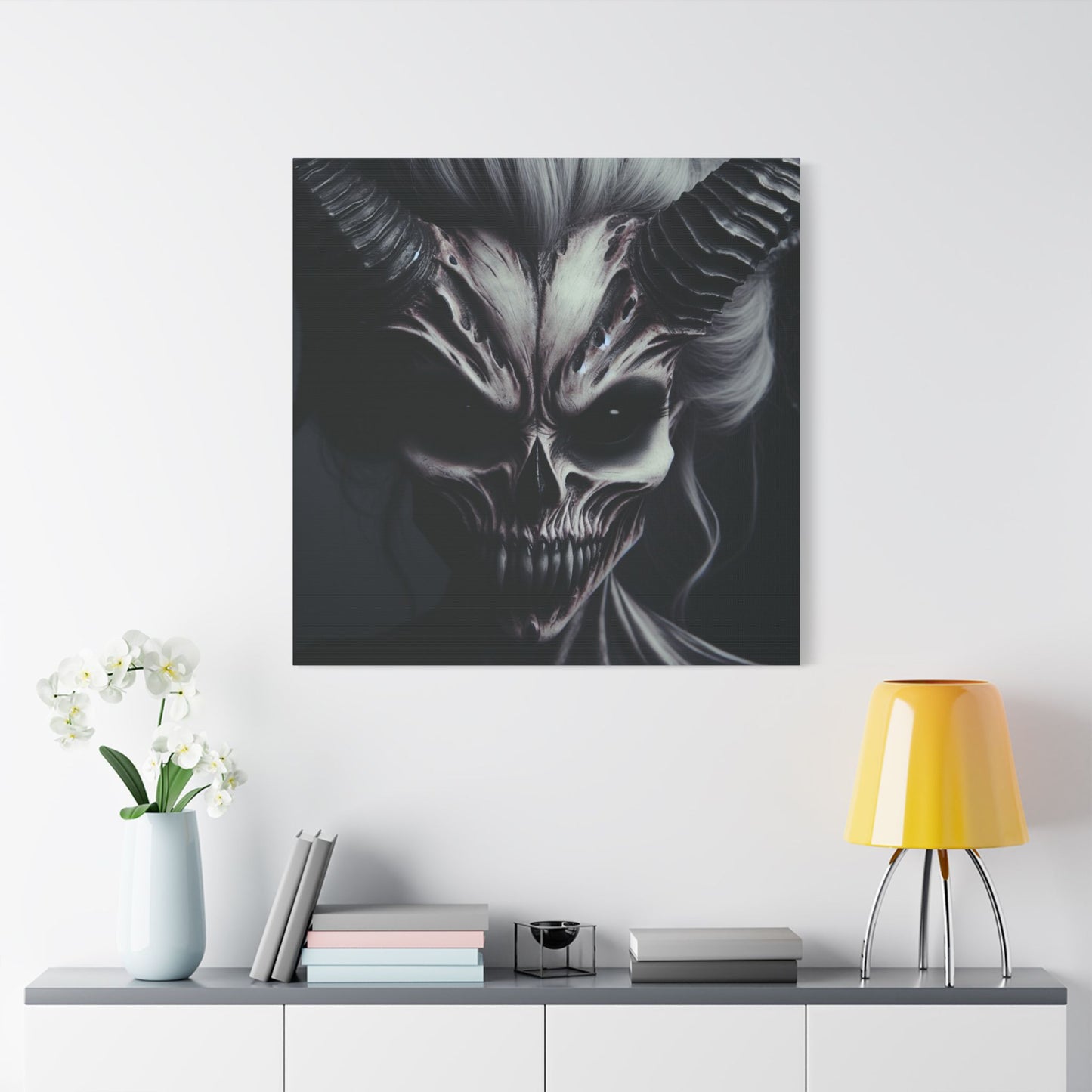 Gothic Wall Art, Demon Canvas, Creepy Decor, Dark Aesthetic Artwork, Spooky Home Decor, Halloween Art