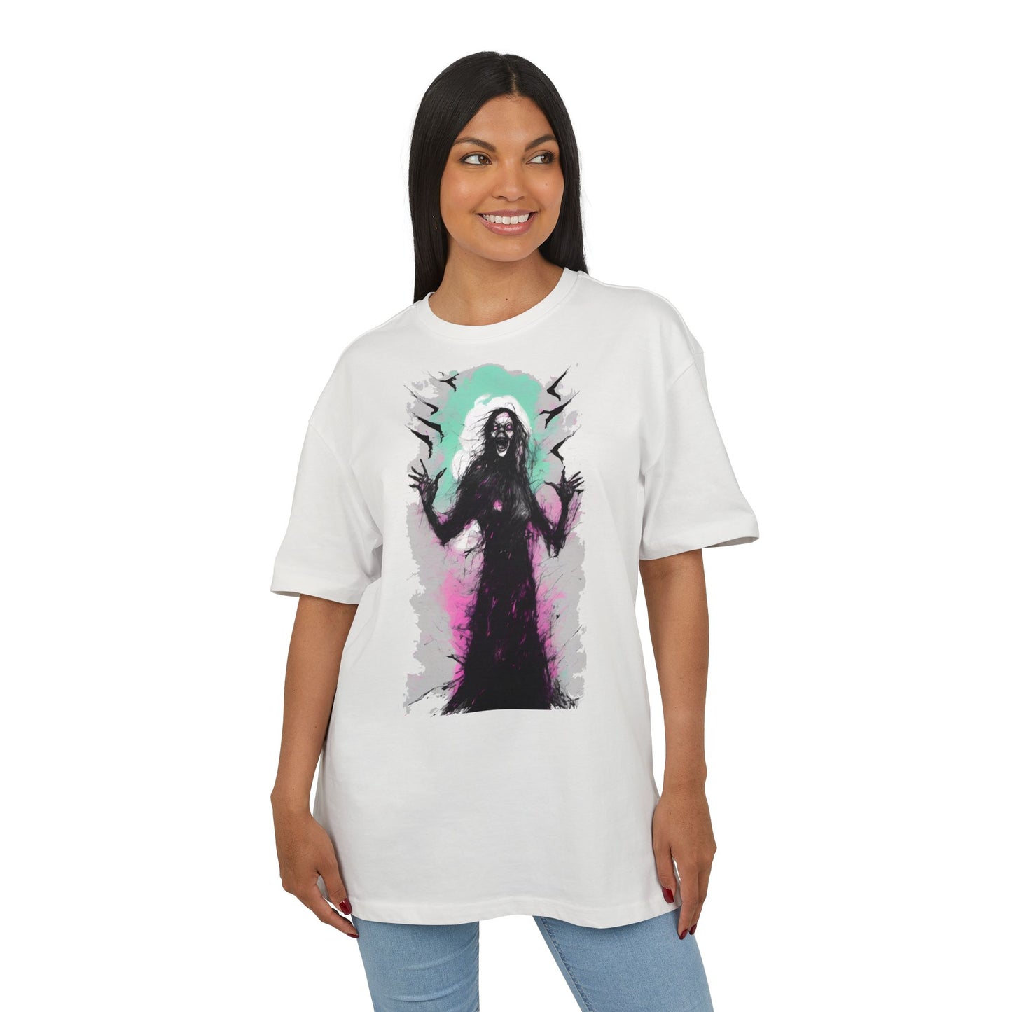 Spooky Witch Oversize Tee - Halloween Shirt, Graphic Tee for Festivals, Trendy Streetwear, Gift for Witch Lovers, Unisex Apparel