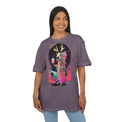 Cosmic Stag Unisex Oversize Tee | Bohemian Vibe T-Shirt, Fantasy Apparel, Unique Gift, Art-Inspired Fashion, Summer Style