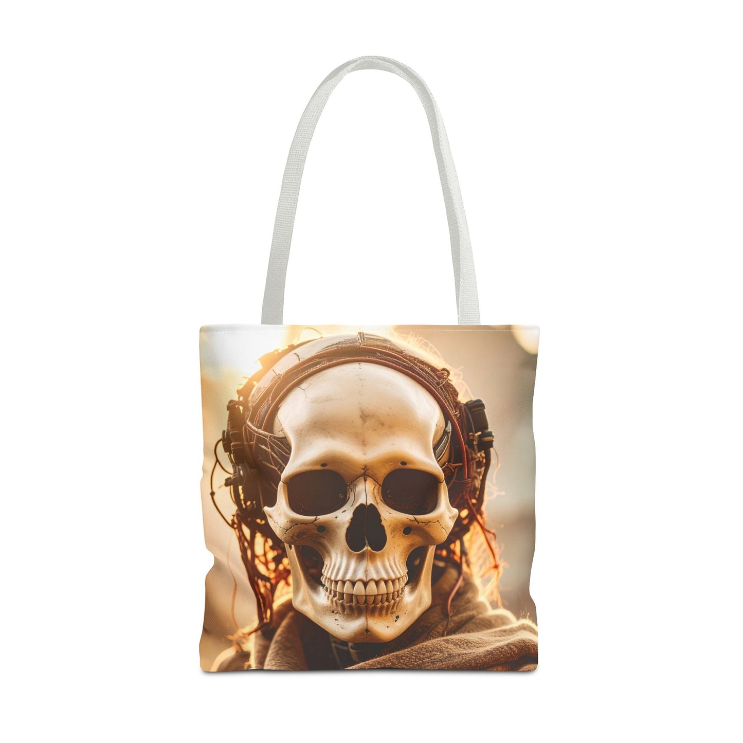 Skull Headphones Tote Bag | Unique Shopping Bag, Gothic Fashion, Music Lover Gift, Festival Accessory, Halloween Decor