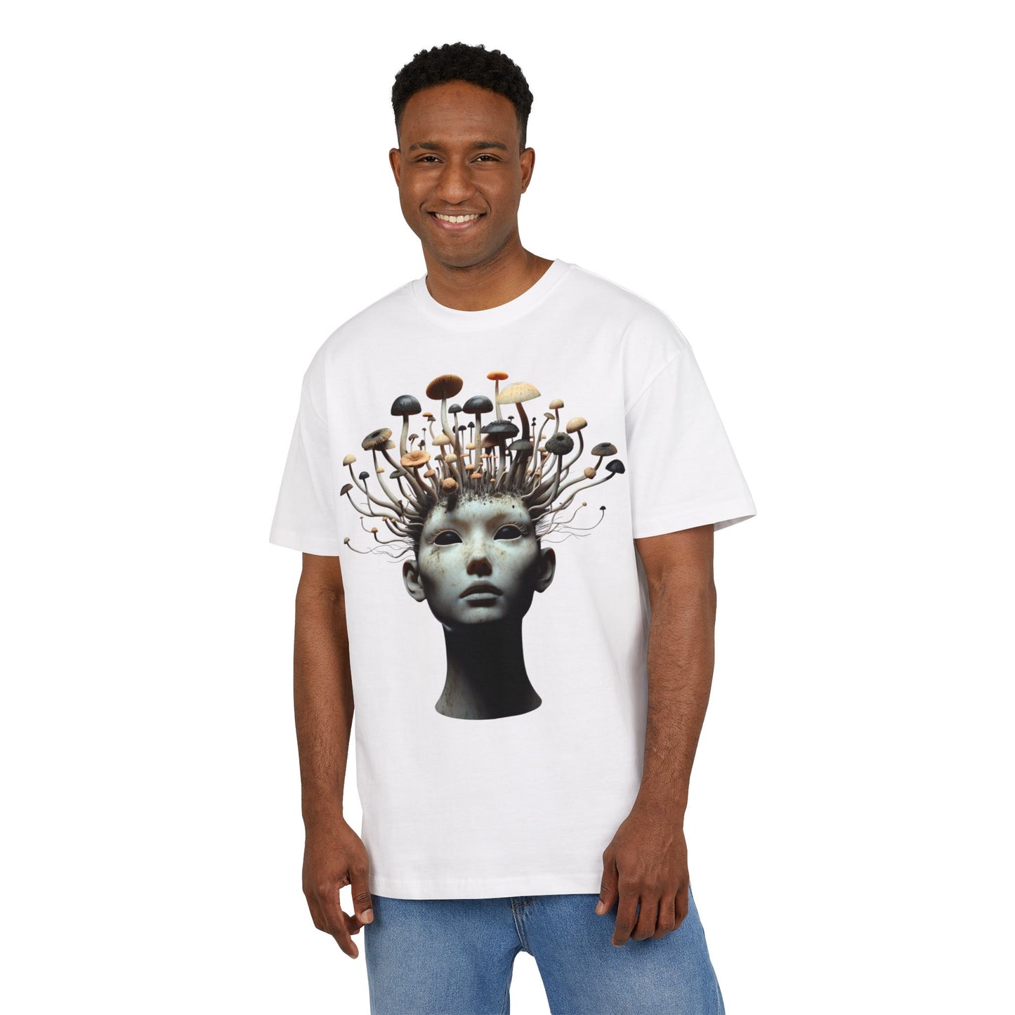 Unisex Heavy Oversize Tee - Artistic Mushroom Graphic Tee