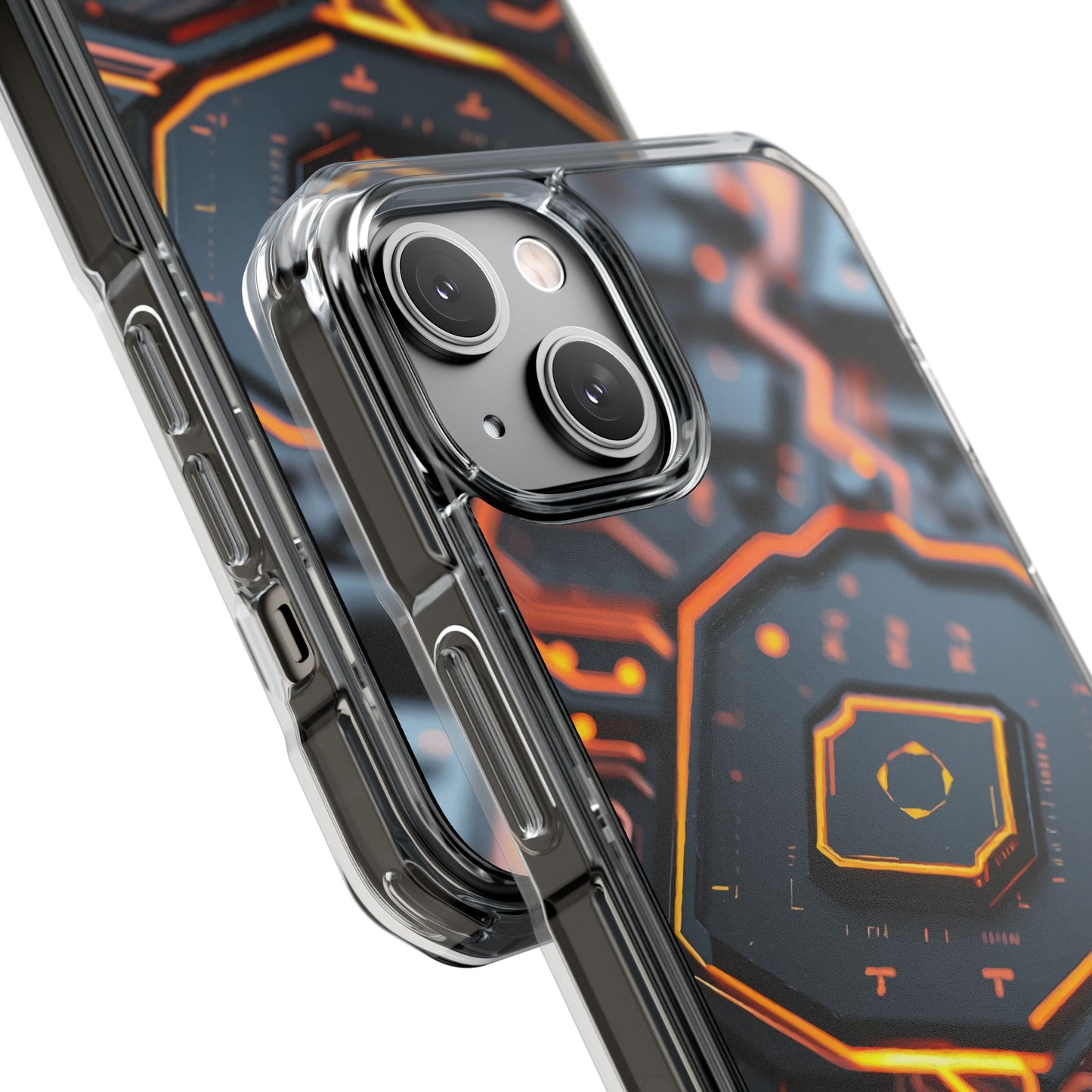 Futuristic Magnetic Phone Case, Clear Impact Case, Stylish Tech Accessory, Gifts for Tech Enthusiasts, Unique Phone Cover