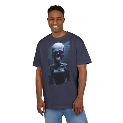 Unisex Heavy Oversize Tee with Skeleton Graphic, Spooky Halloween T-shirt, Casual Graphic Tee, Skeleton Art Shirt, Unisex Halloween Apparel