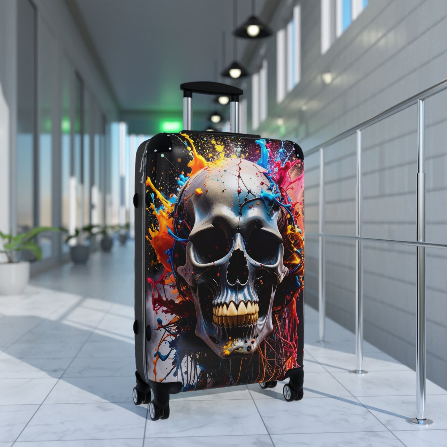 Skull Art Suitcase - Travel Case for Adventurers, Unique Luggage, Gift for Goths, Curated Travel Gear, Eye-Catching Baggage