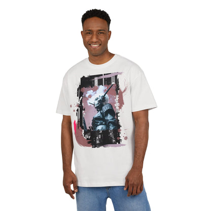 Unisex Heavy Oversize Tee featuring Samurai Art, Streetwear Graphic Tee, Gift for Him/Her, Casual Wear, Anime Inspired Fashion