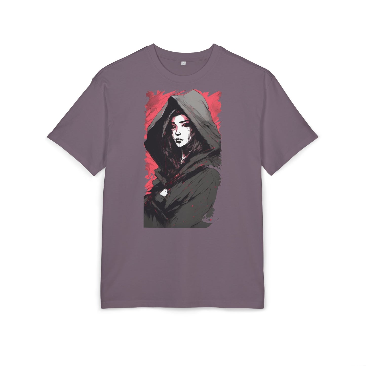 Artistic Oversize Tee with Hooded Character Design, Unisex Streetwear, Graphic Tee, Casual Wear, Unique Gift, Fashion Statement