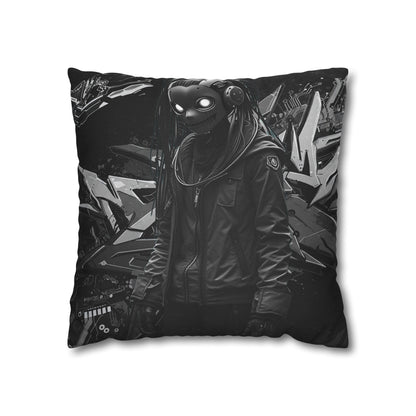 Edgy Cyberpunk Square Pillowcase - Modern Decor for Gaming Enthusiasts