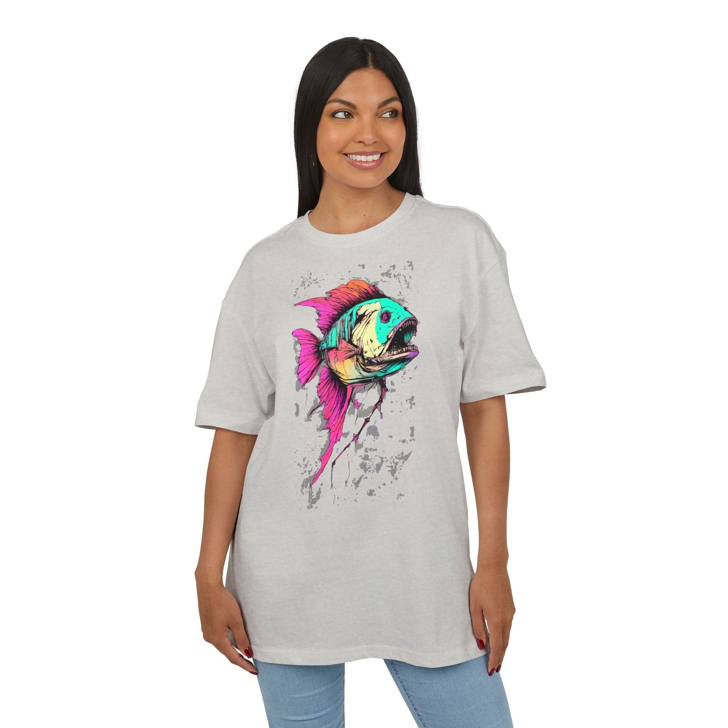Vibrant Fish Graphic Tee for Casual Style, Summer Wear, Beach Vibes, Gift for Fishing Enthusiasts, Unique Unisex Heavy Oversize Tee