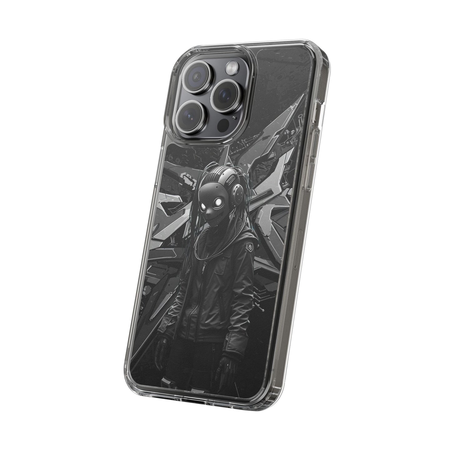 Anime-Inspired Clear Phone Case - Edgy Streetwear Style